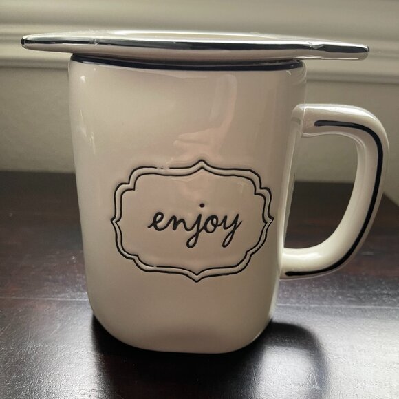 Rae Dunn ENJOY Mug and Strainer Set - Picture 1 of 5